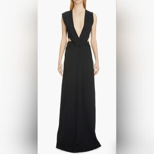 Victoria Beckham Crossover Plunge Neck Cady Maxi Dress in Black Size US 4, UK 8